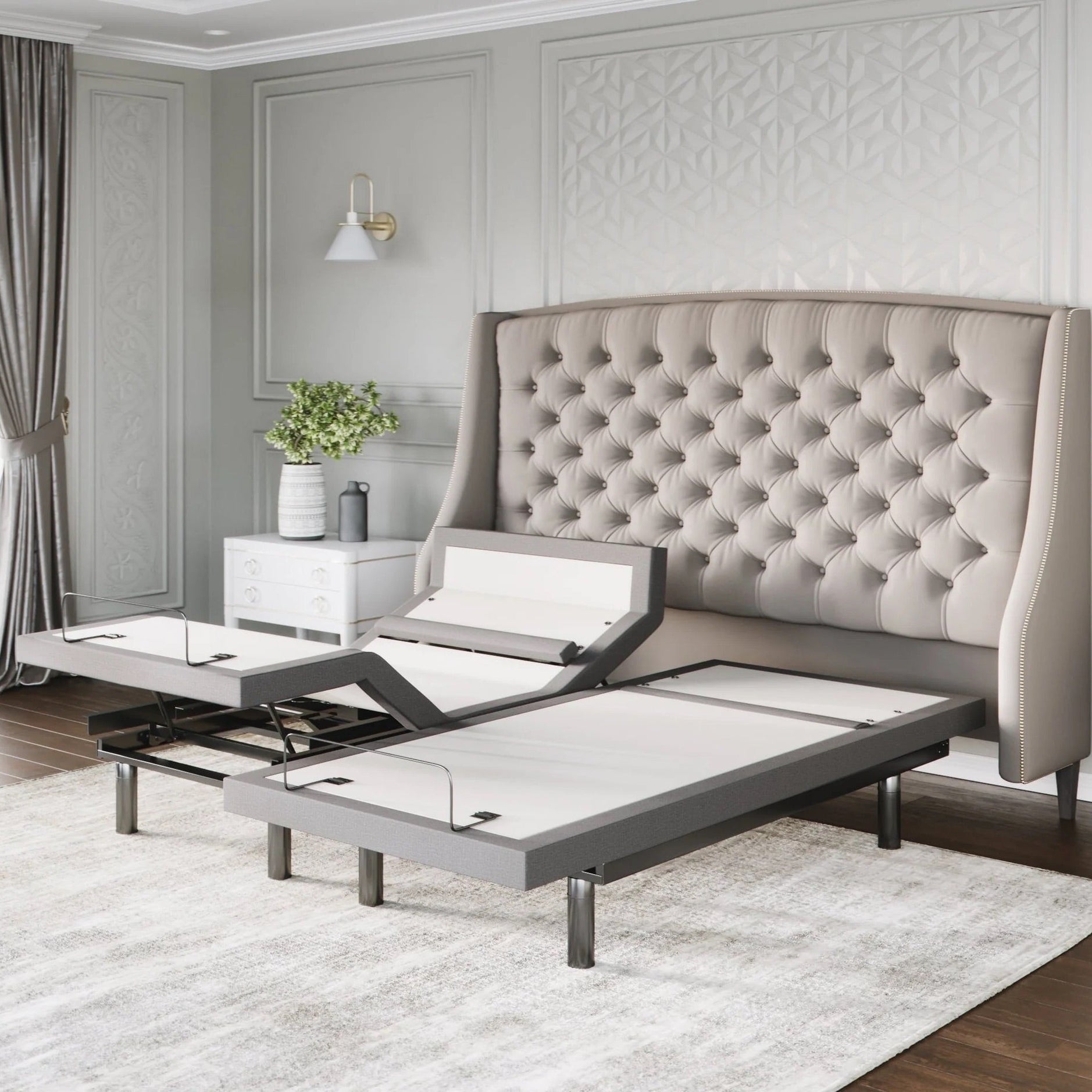 Sven & Son Split King Platinum Adjustable Bed Base W/ Lumbar Support ... for Split Head King Adjustable Bed