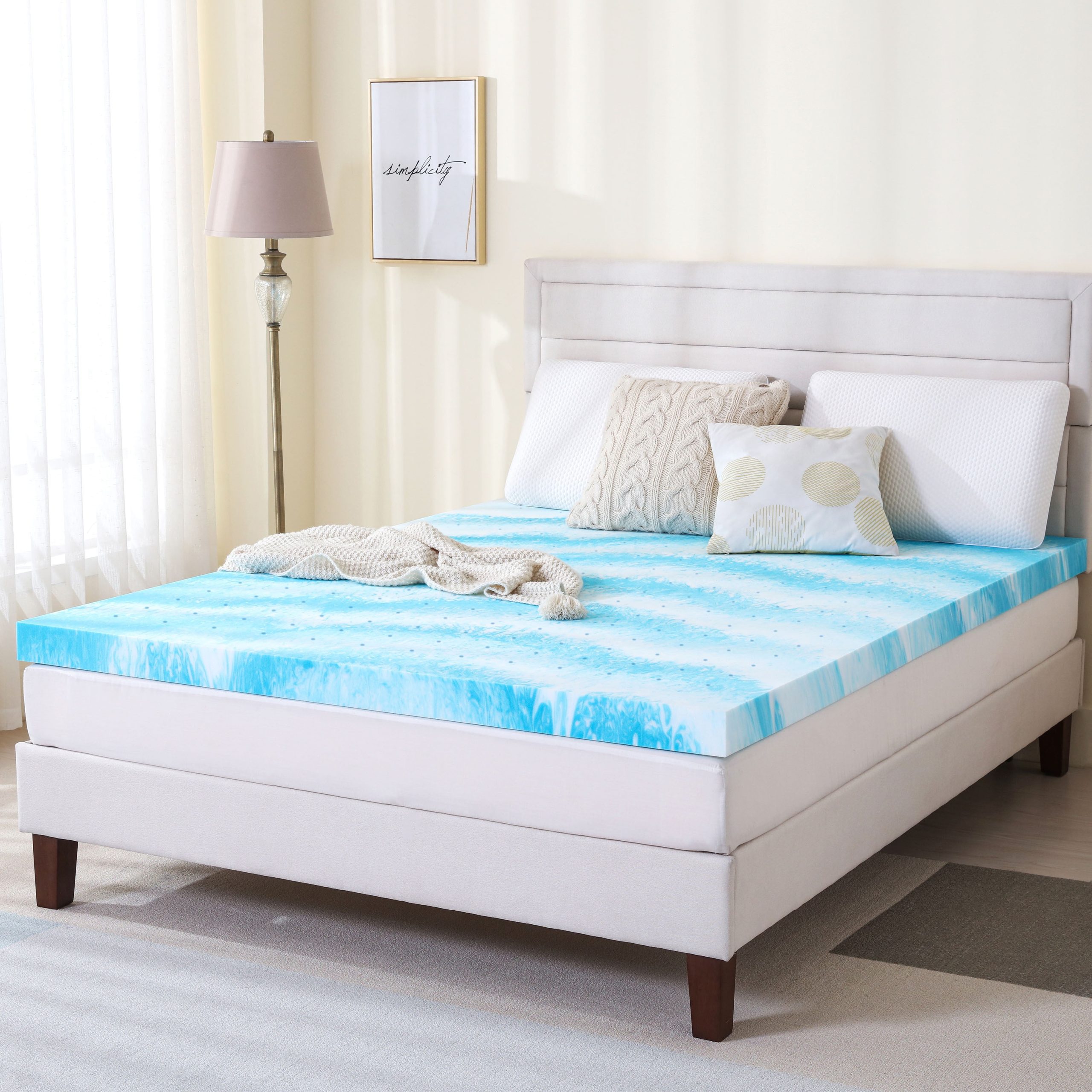 Synthospace 4 Inch Cooling Gel Memory Foam Mattress Topper King Size ... within 4 Inch Memory Foam Mattress Topper Full Size