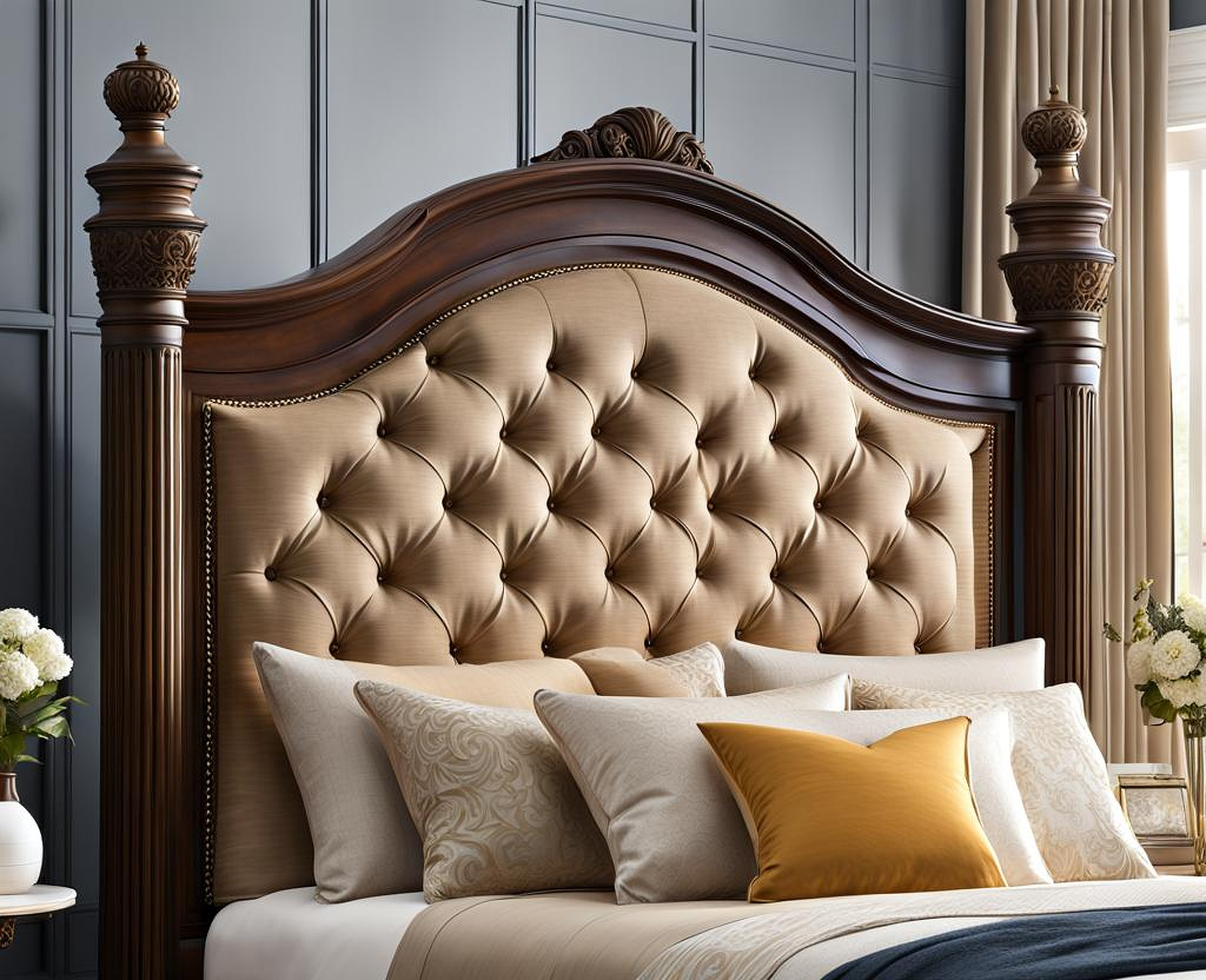Tall Queen Headboard Only For Master Bedroom Decor Ideas ... with How Tall Headboards Can Elevate Your Bedroom Aesthetic