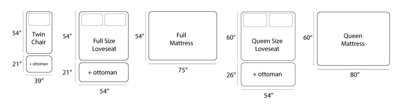 The Futon Shop - Mattress And Futon Sizing Charts with Complete Futon Mattress Measurements Explained
