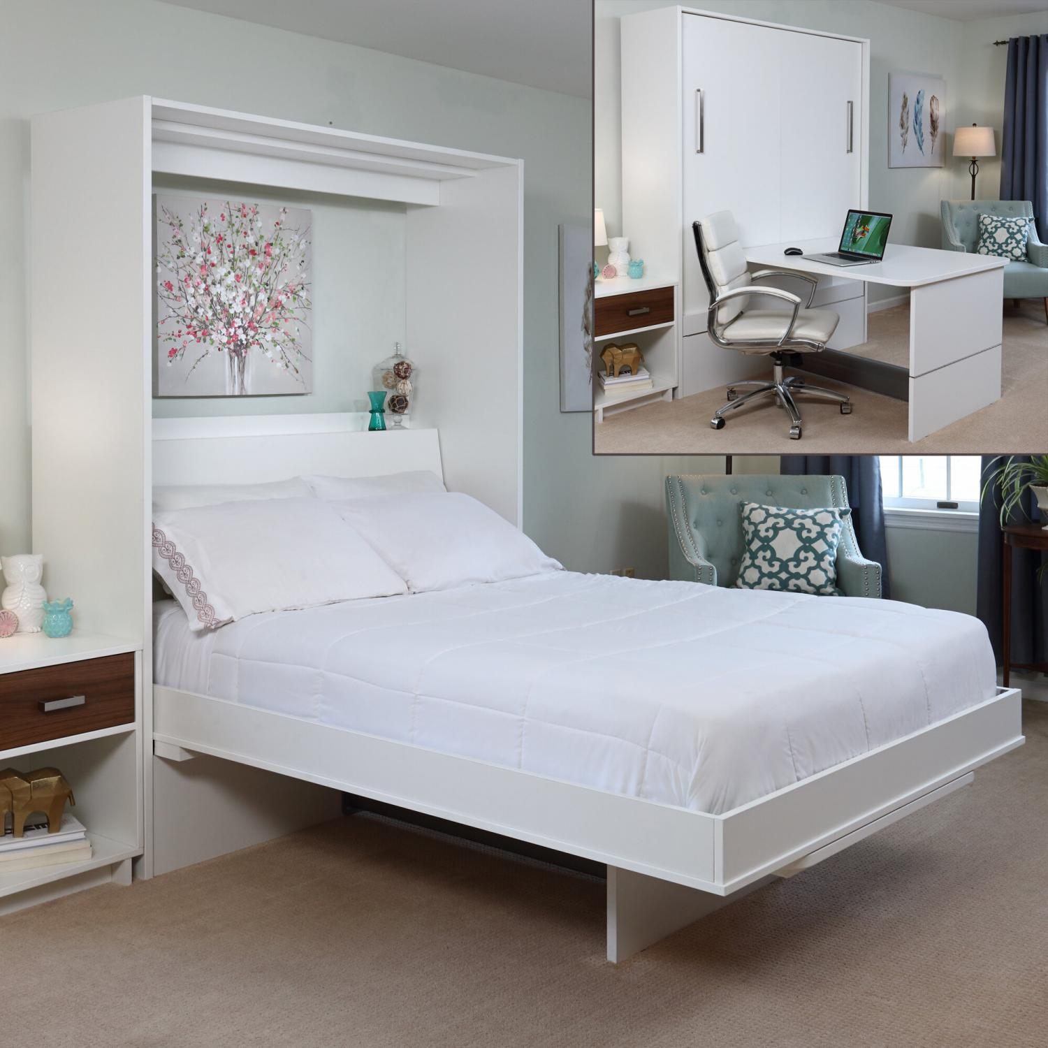 This Incredible Murphy Bed Turns Into A Desk Or Dining Table When Folded Up in Transforming Your Apartment Layout with Multi-Purpose Murphy Bed Dining Setup