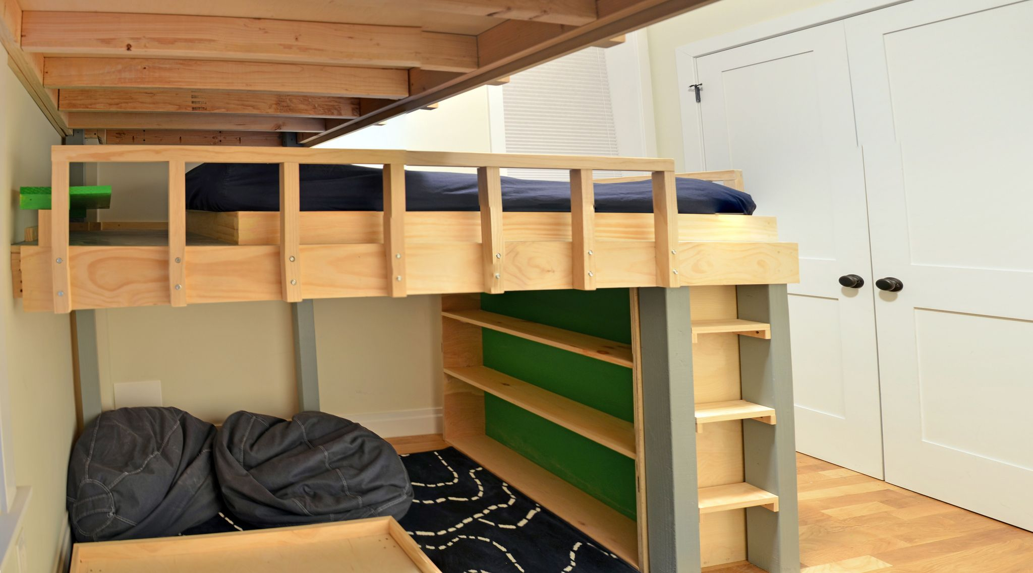 Three Level Bunk Bed Reading Nook in Smart Storage Solutions for Bunk Bed Reading Areas