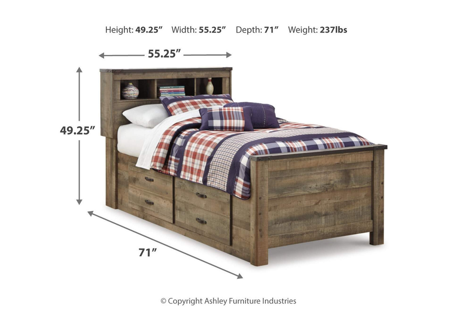 Trinell Twin Bookcase Bed With 2 Storage Drawers inside Creating Functional Bedroom Spaces with Built-In Twin Storage