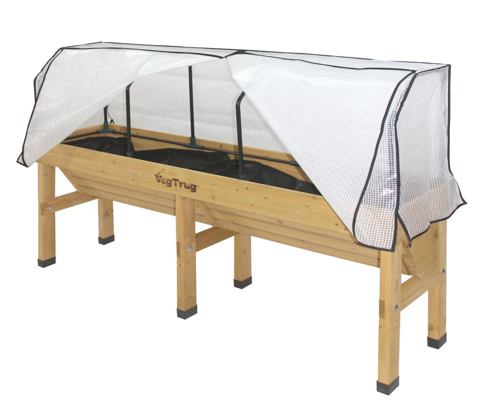 Vegtrug Medium Greenhouse Frame And Cover For Wall Hugger Raised Garden ... with Greenhouse Cover For Raised Garden Bed
