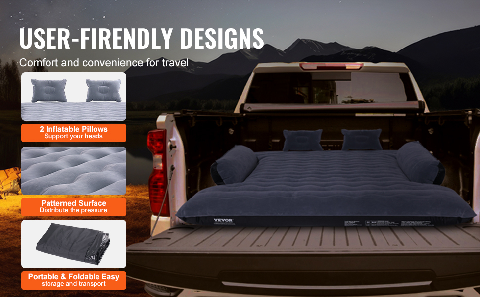 Vevor Truck Bed Air Mattress, For 6-6.5 Ft Full Size Truck Beds ... with regard to Air Mattress For Pickup Truck Bed