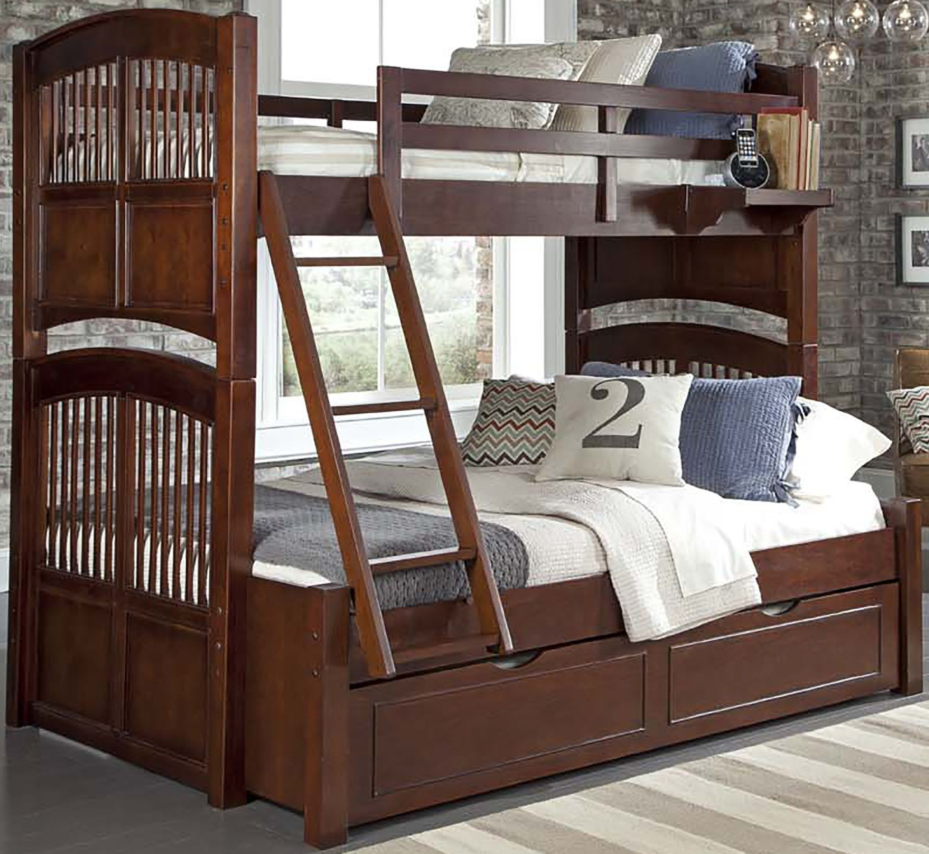 Walnut Street Chestnut Hayden Twin Over Full Bunk Bed With Trundle From ... throughout Double Bunk Bed With Trundle