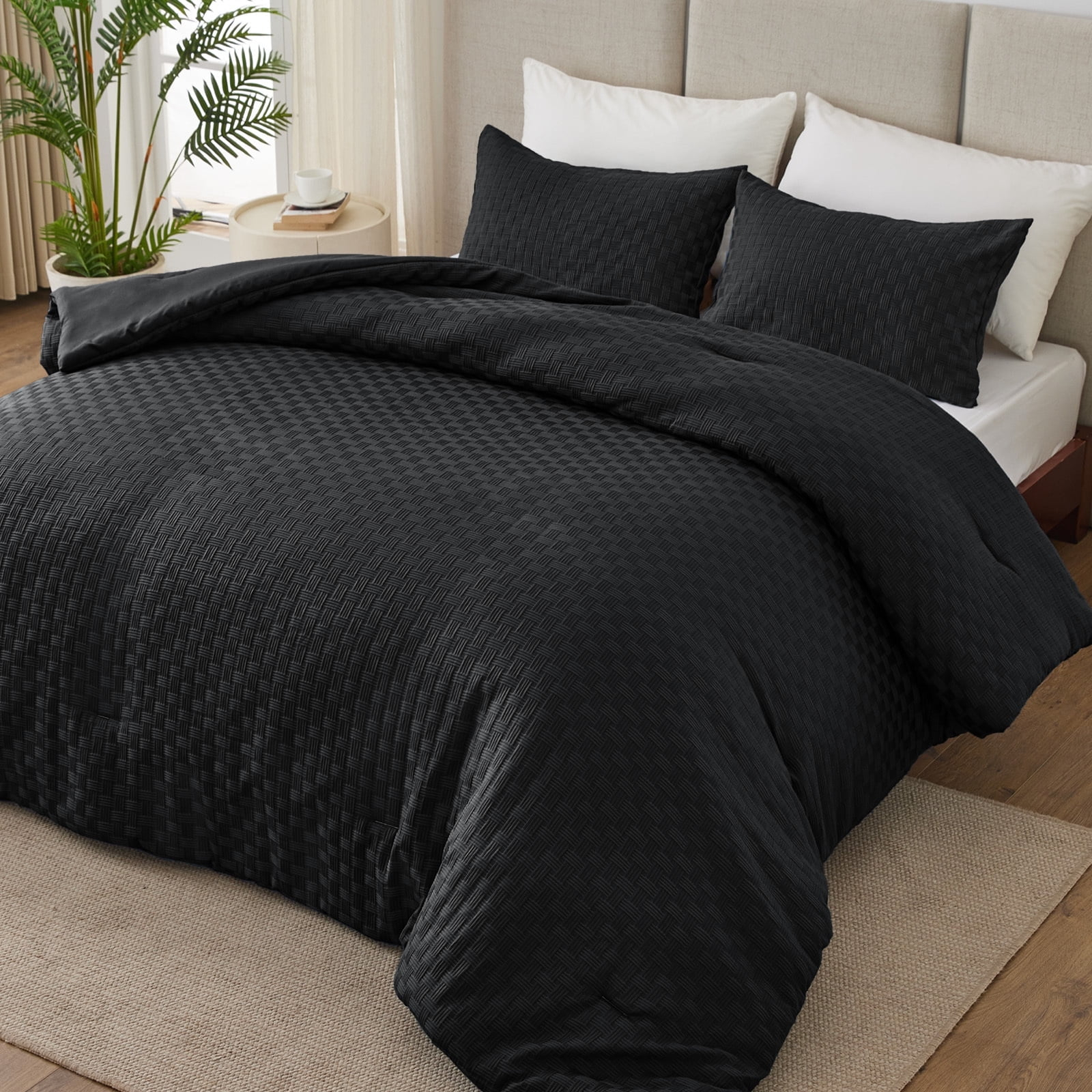 Whale Flotilla 3-Piece Jacquard Braid Ultra Soft Queen Comforter Set ... inside Understanding the Essentials of Black Full Size Bed Sets