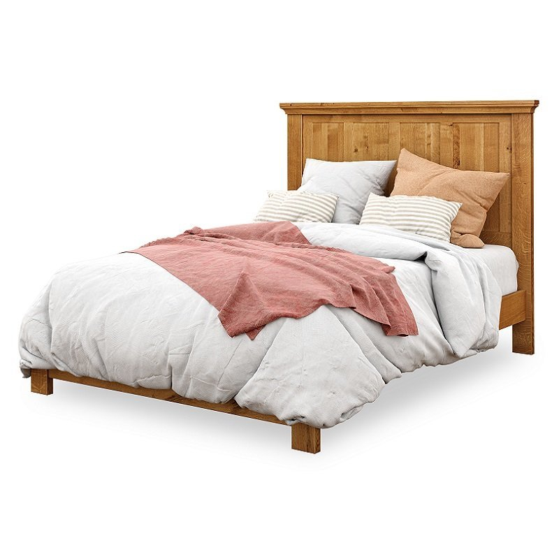 White Oak Bed Frame With Panel Headboard - Quick Ship From for White And Oak Bed Frame