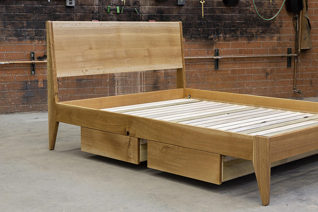 Willard White Oak Bed Frame // By Kyle D'auria // Mid Century | Kyle D ... pertaining to Understanding the timeless appeal of white and oak bed frames