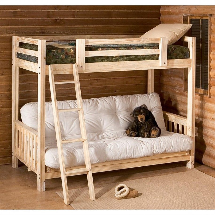 Wood Twin Over Futon Bunk Bed - Bedroom Interior Design pertaining to Maximizing Small Spaces with Wood Loft Bed and Futon Combinations