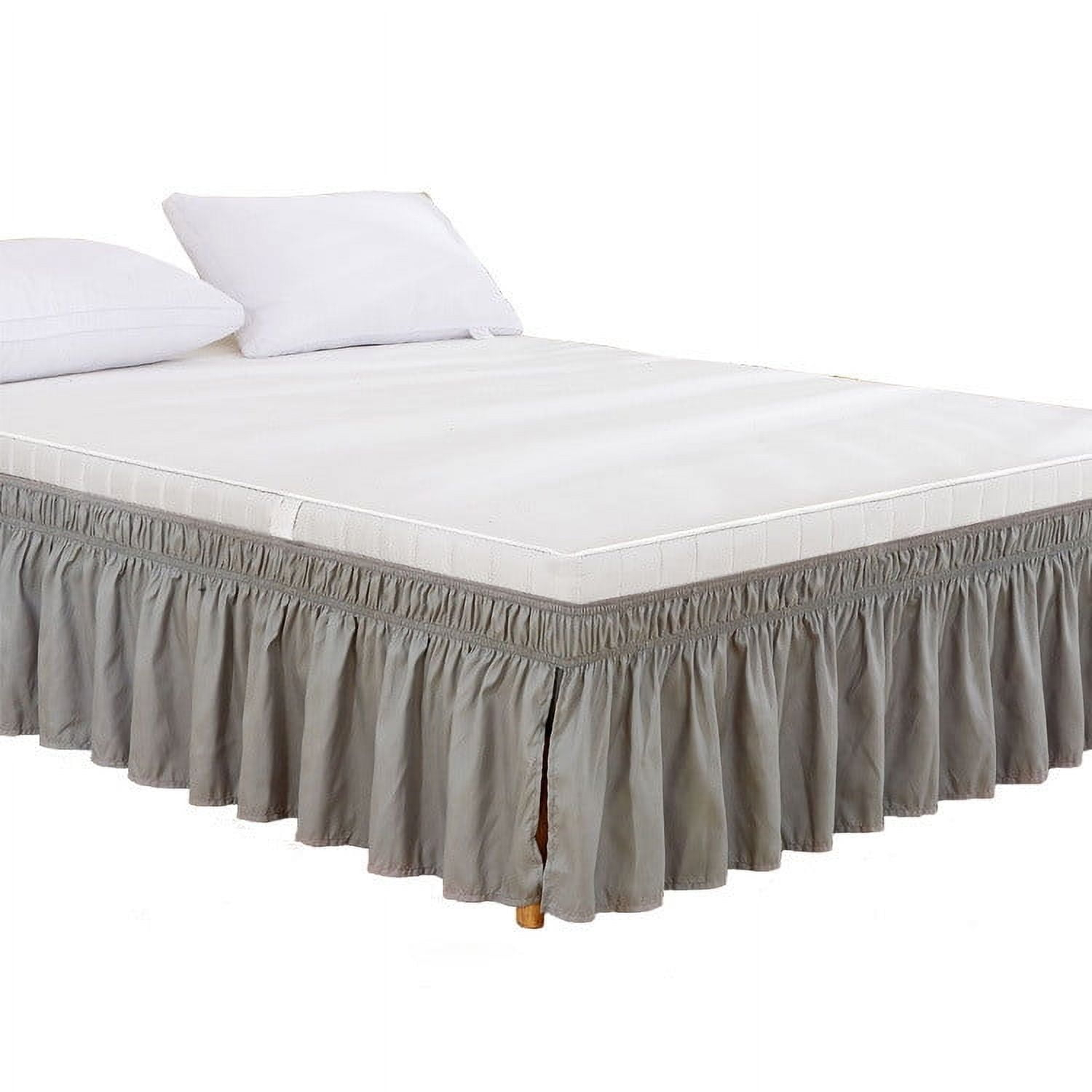 Wrap Around Dust Ruffle Bed Skirt For Queen Size Beds With 12 In. Drop ... inside Size Of Queen Bed Skirt