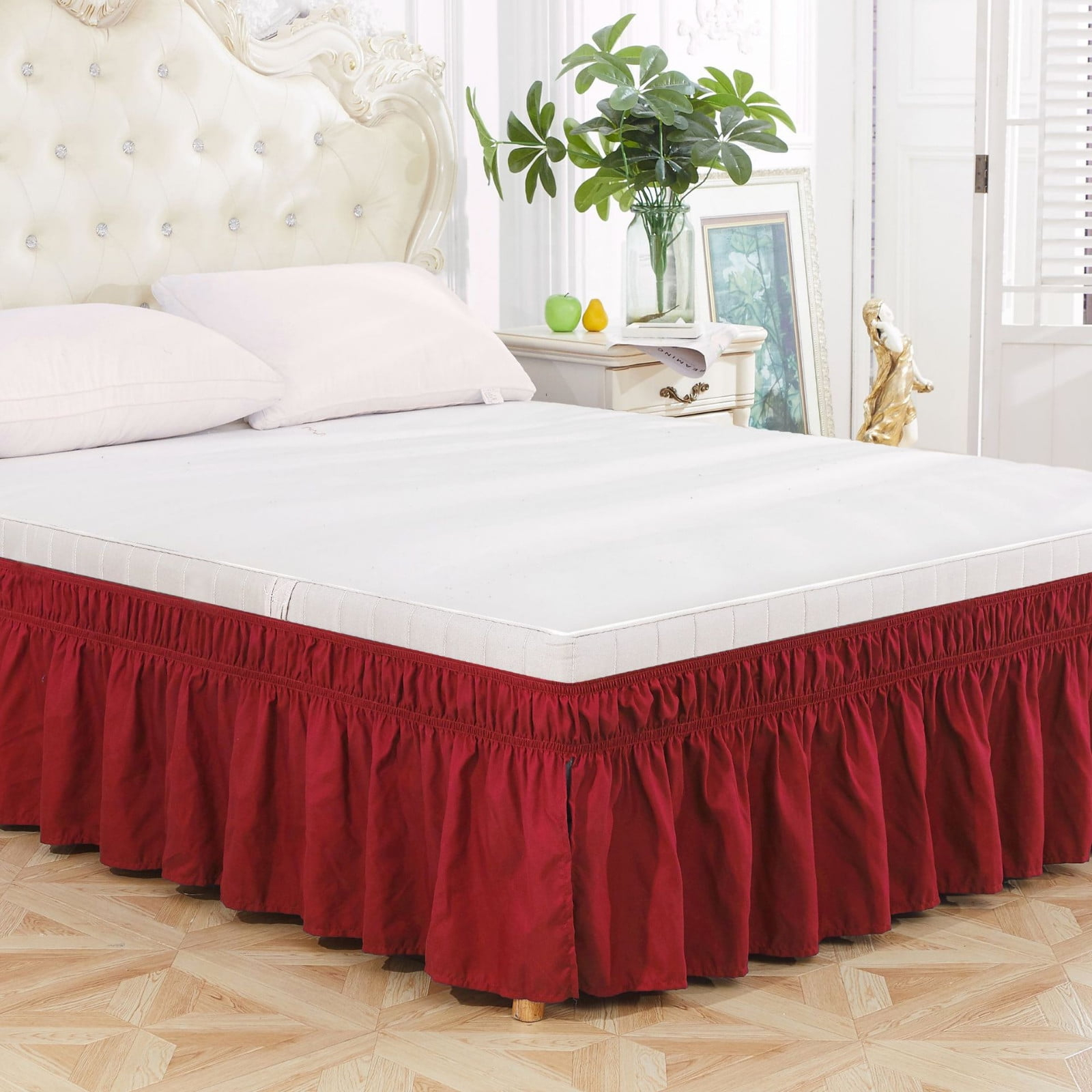 Wrap Around Dust Ruffle Bed Skirt - For Queen Size Beds With 20 In ... regarding Size Of Queen Bed Skirt