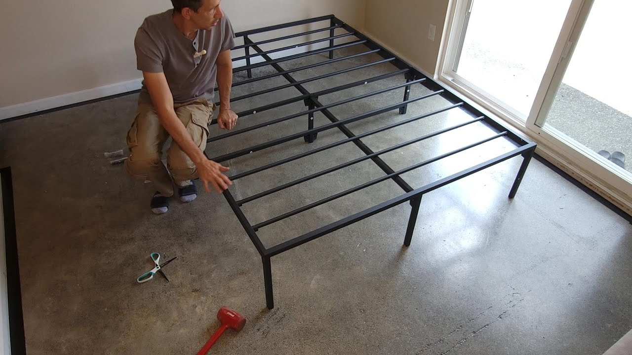 Yaheetech No Tool Queen Sized Bed Frame Assembly ! No Screws Bed Frame ... pertaining to Japanese Bed Frame No Screws