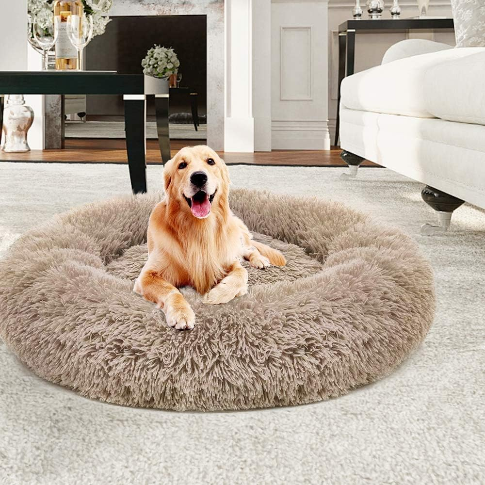 Yuly Warm Extra Large Donut Dog Beds, Calming Dog Bed For Large Dog ... inside Round Dog Beds For Large Dogs