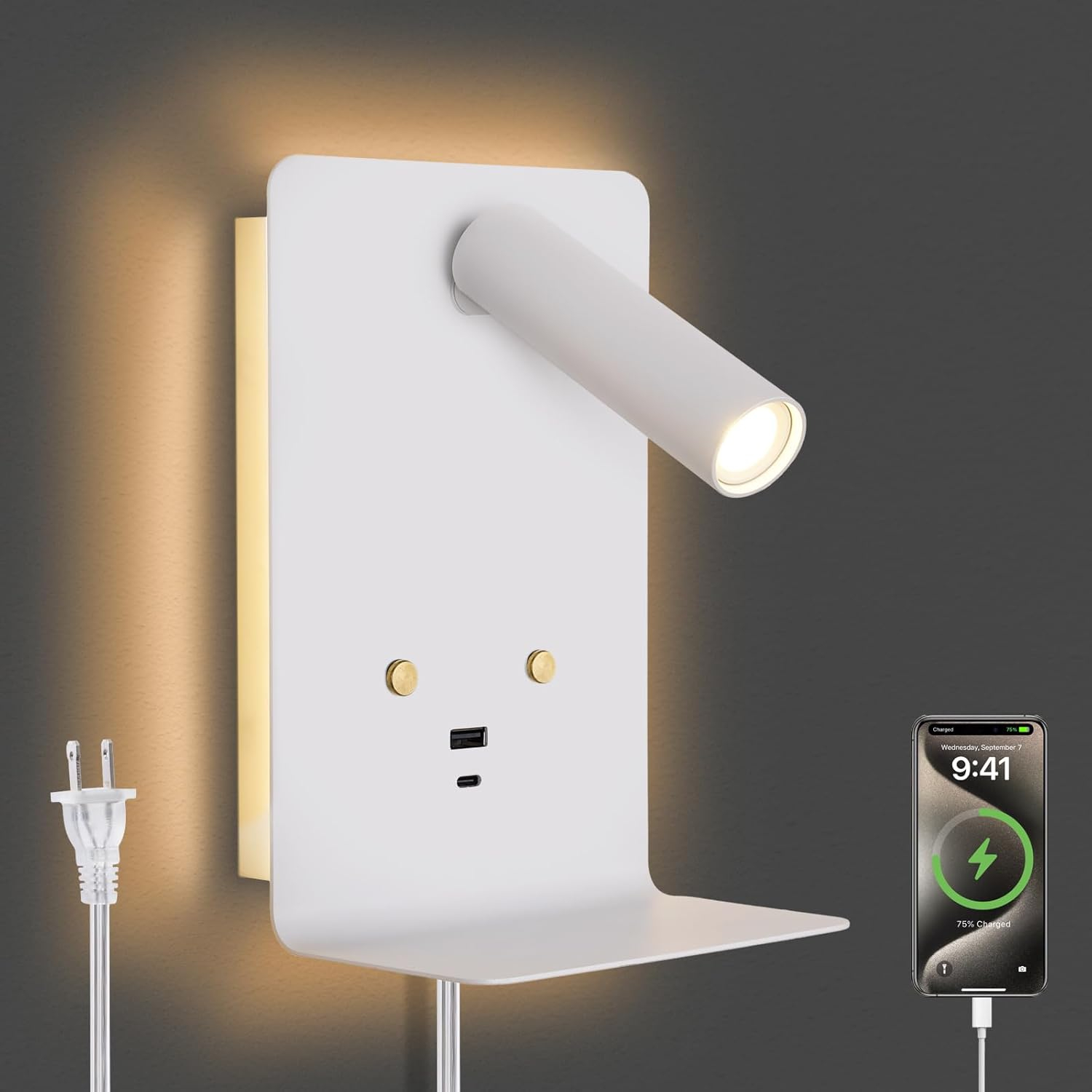 Zerouno Led Dimmable Wall Mounted Reading Light, Backlight Night Wall ... inside The science behind effective wall mounted reading lights in bedrooms
