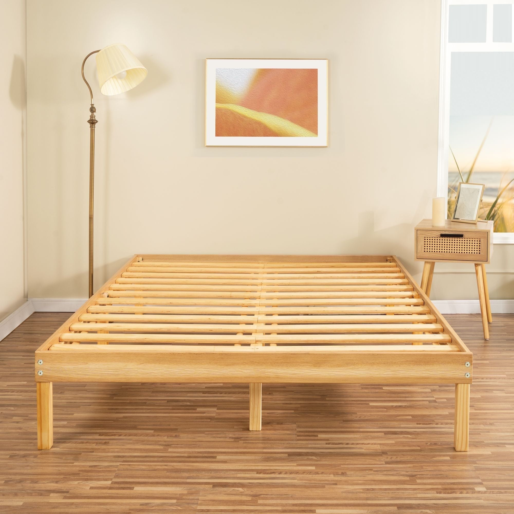 14 Inch Twin Xl Solid Wood Platform Bed Frame, No Squeak Twin Xl Bed ... throughout Wood Twin Xl Bed Frame