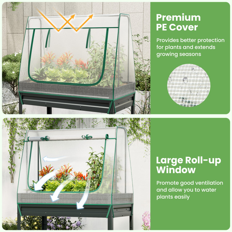 3-In-1 Raised Garden Bed With Greenhouse Cover And Trellis - Costway throughout Raised Garden Bed Greenhouse Cover