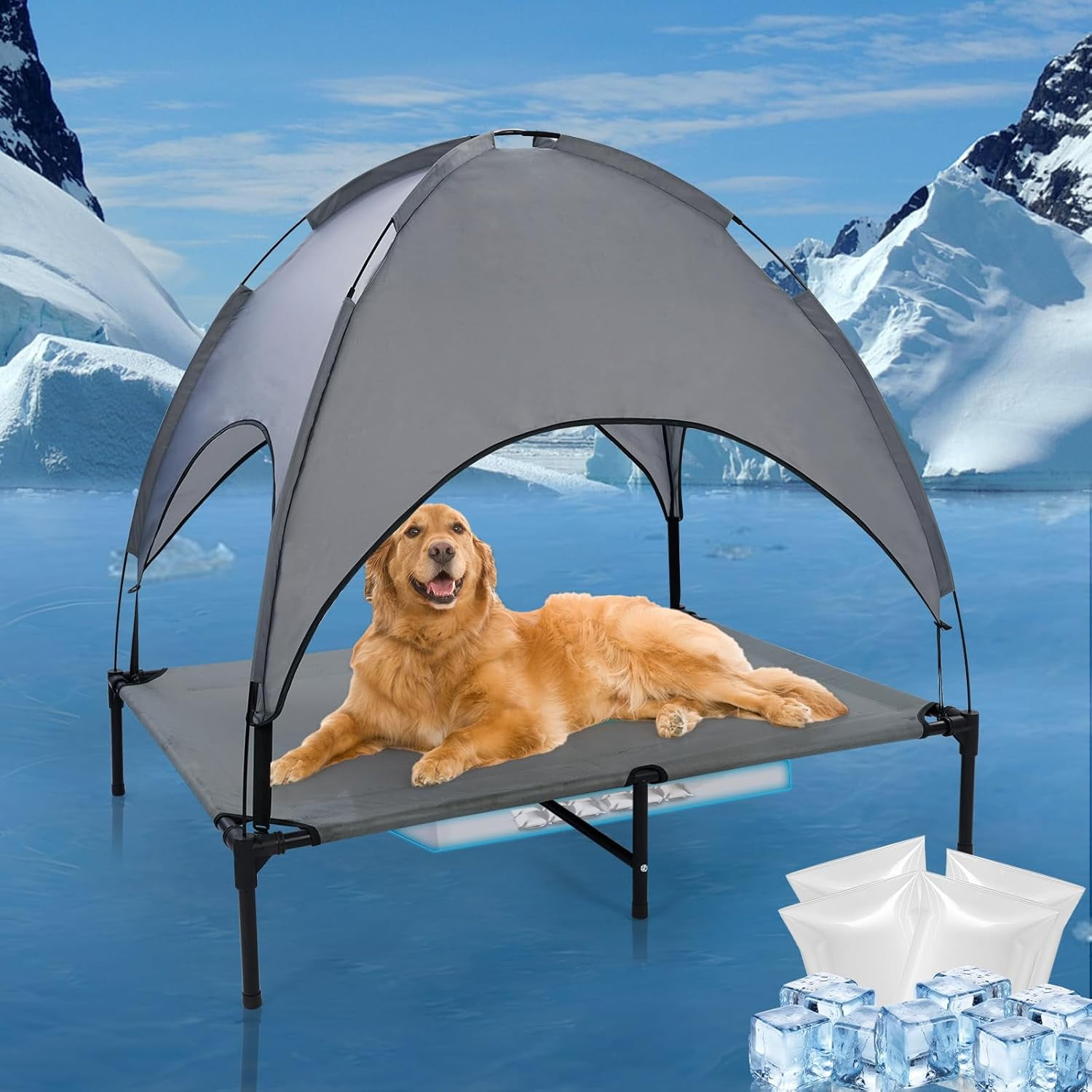 42'' Outdoor Elevated Dog Bed With Canopy, Raised Dogs Bed With Six ... regarding Understanding how outdoor dog beds with canopies improve pet safety and wellbeing
