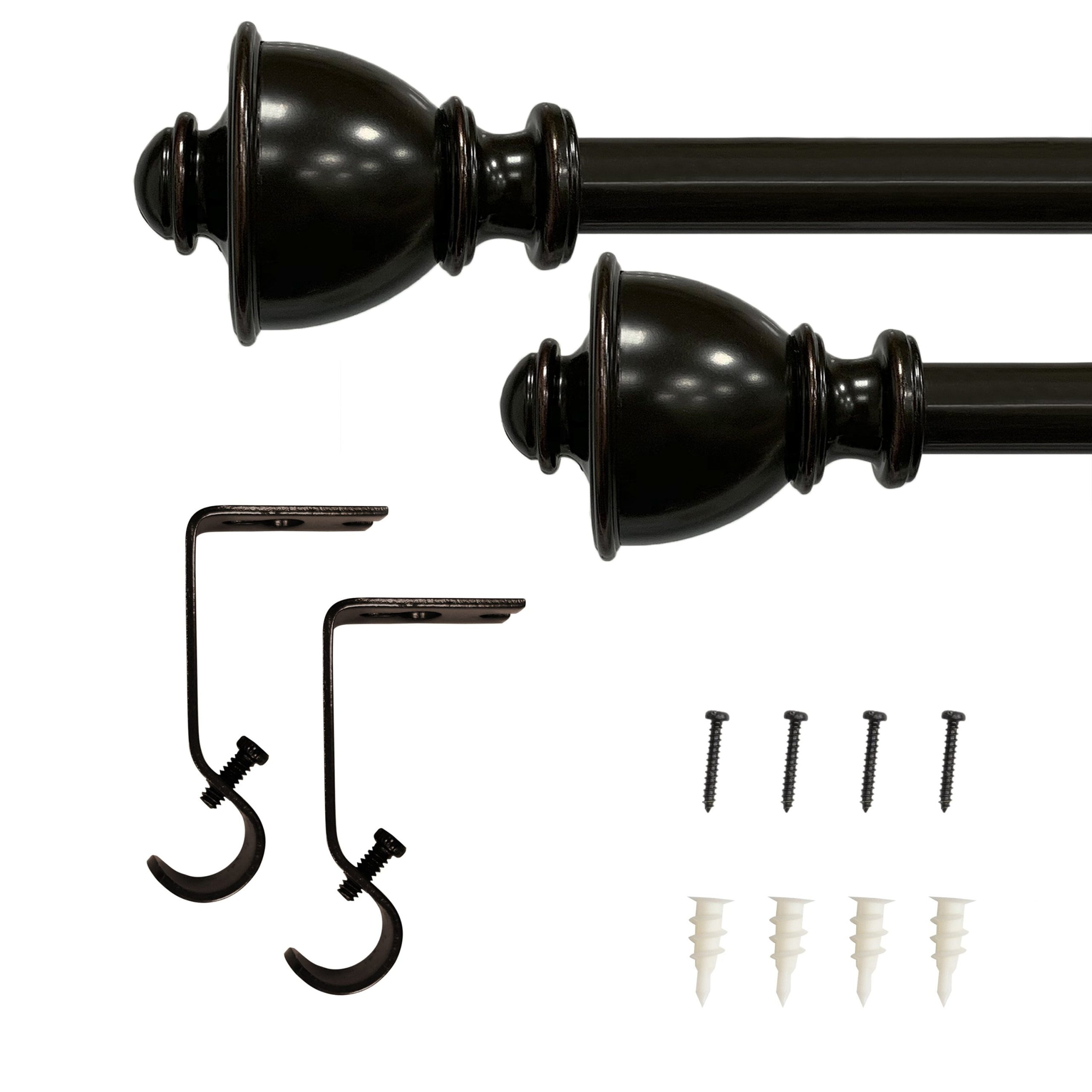 5/8" Drapery Single Curtain Rod Set With Decorative Urn Finials_Oil ... inside How to choose the perfect oil rubbed bronze rod for your window treatment