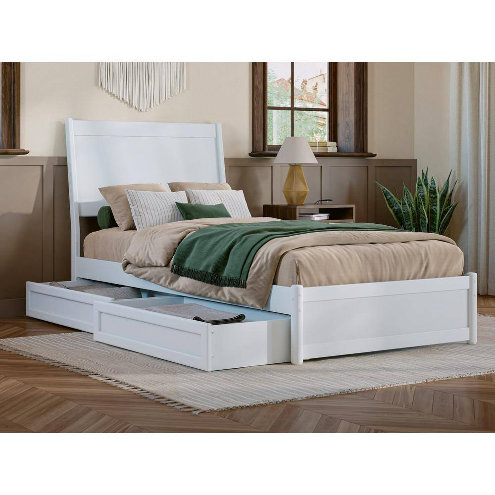 Afi Casanova White Solid Wood Frame Twin Xl Platform Bed With Panel ... with regard to Wood Twin Xl Bed Frame
