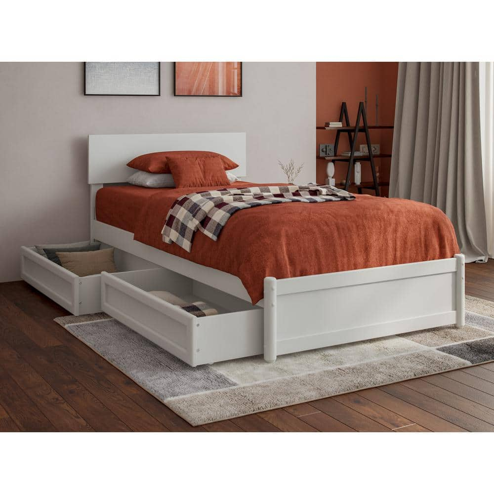 Afi Wesley White Solid Wood Frame Twin Xl Platform Bed With Panel ... within Wood Twin Xl Bed Frame