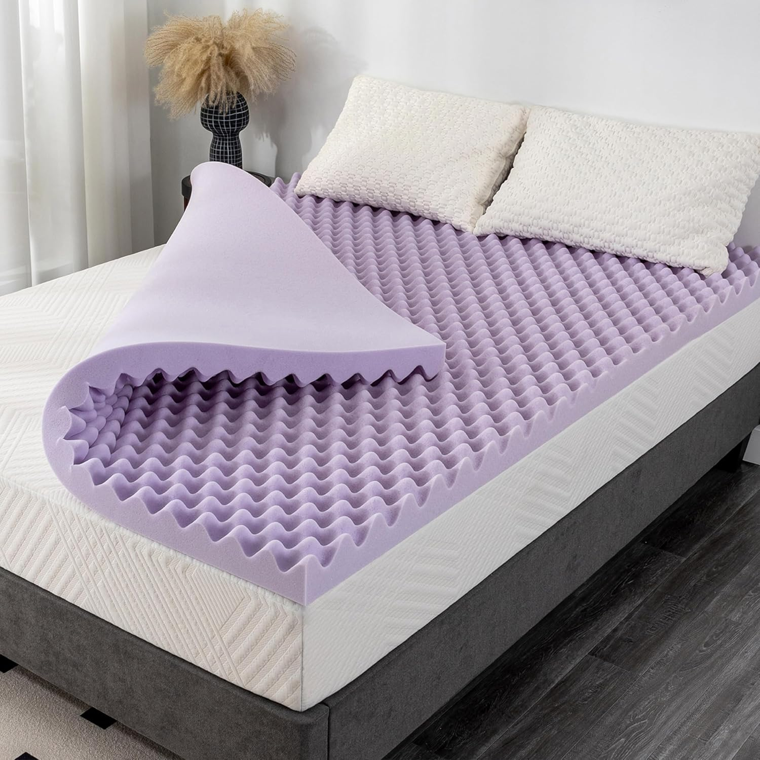 Amazon.com: 4 Inch Egg Crate Cal King Memory Foam Mattress Topper ... throughout Maximizing Sleep Comfort with a 4 Inch Memory Foam Topper on Your King Size Bed