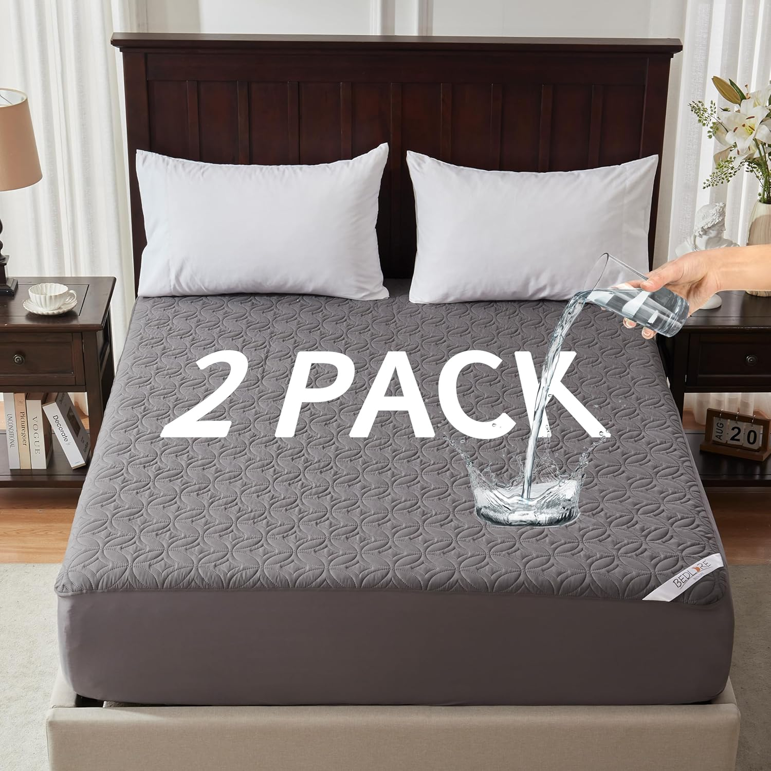 Amazon.com: Bedlore 2 Pack Waterproof Mattress Protector, Twin Xl Size ... pertaining to Mattress Pad Protector Twin Xl