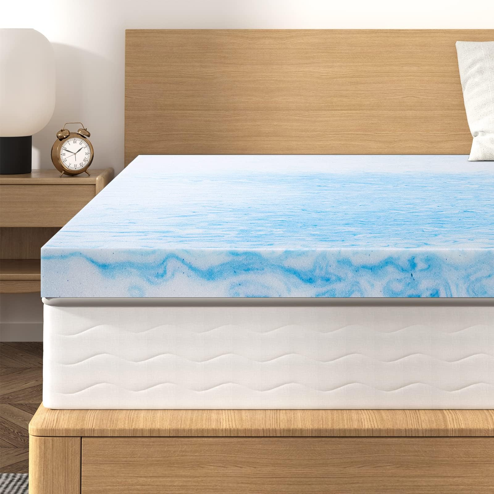 Amazon.com: Bedstory 4 Inch Memory Foam Mattress Topper Queen Size, Gel ... in Maximizing Sleep Comfort with a 4 Inch Memory Foam Topper on Your King Size Bed