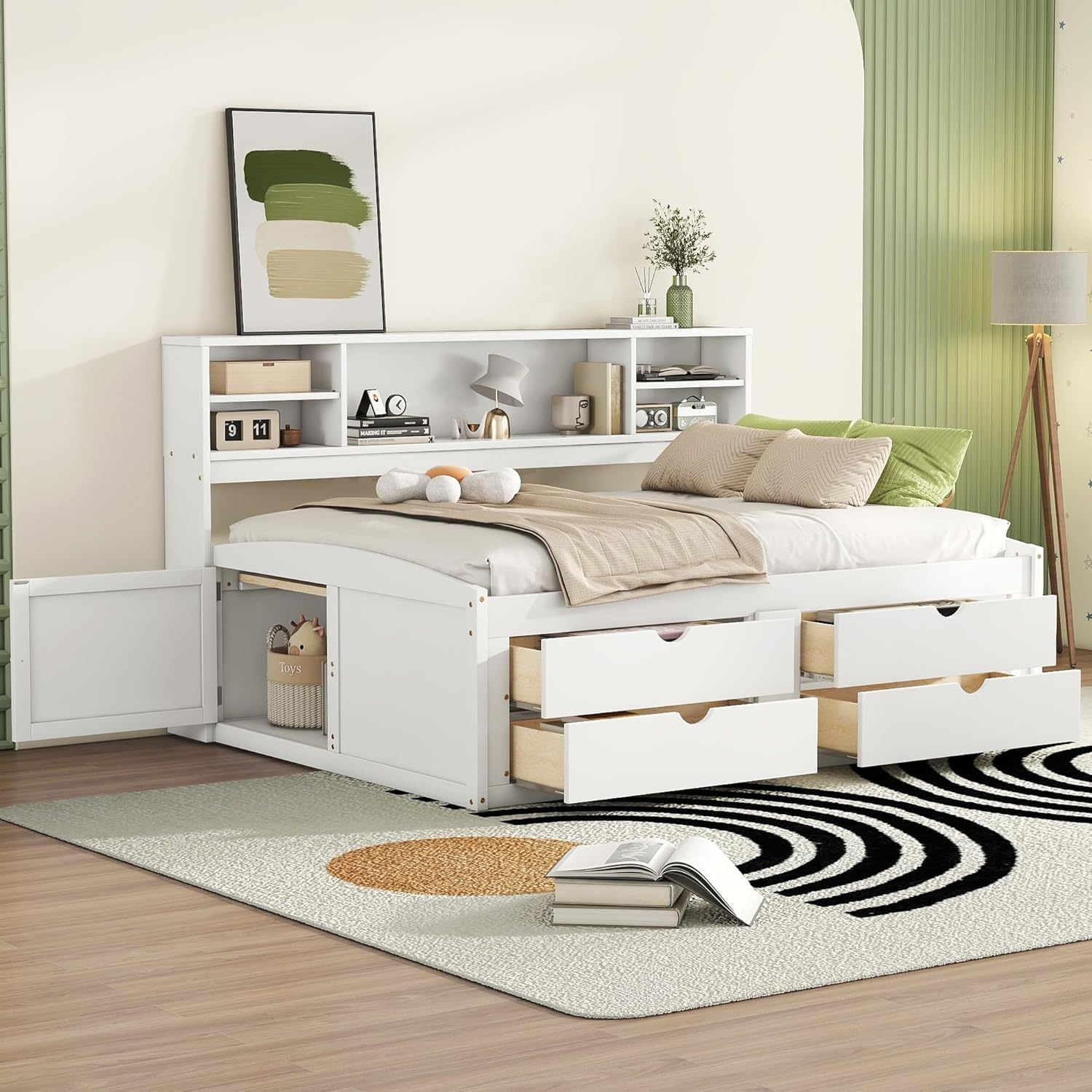 Amazon.com: Bellemave Full Size Daybed With Bookcase Headboard, Full ... regarding Understanding the benefits of full size storage beds with built-in drawers