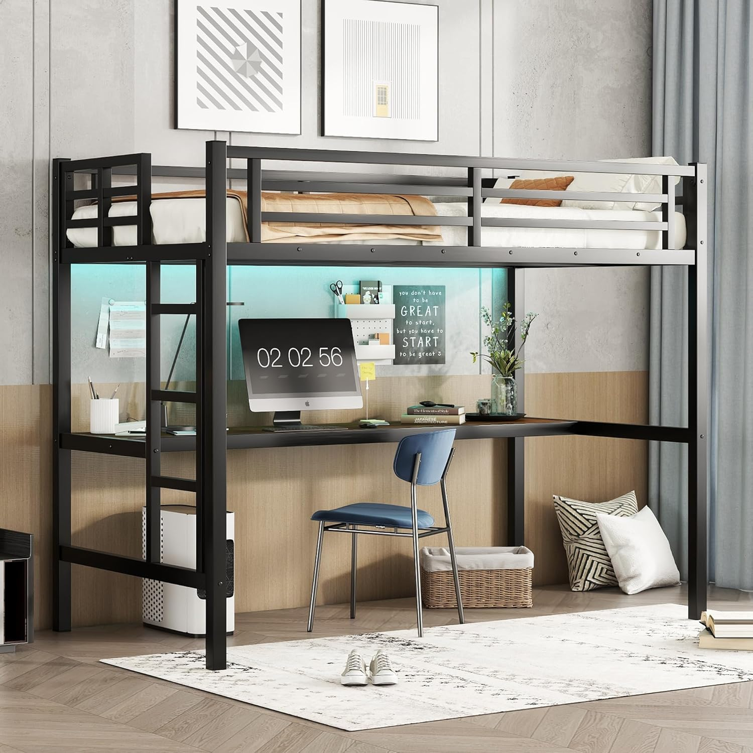 Amazon.com: Bellemave Loft Bed Twin Xl Size With Desk, Twin Xl Metal ... with regard to Making the Most of Vertical Space with Loft Bed and Desk Twin XL Configuration