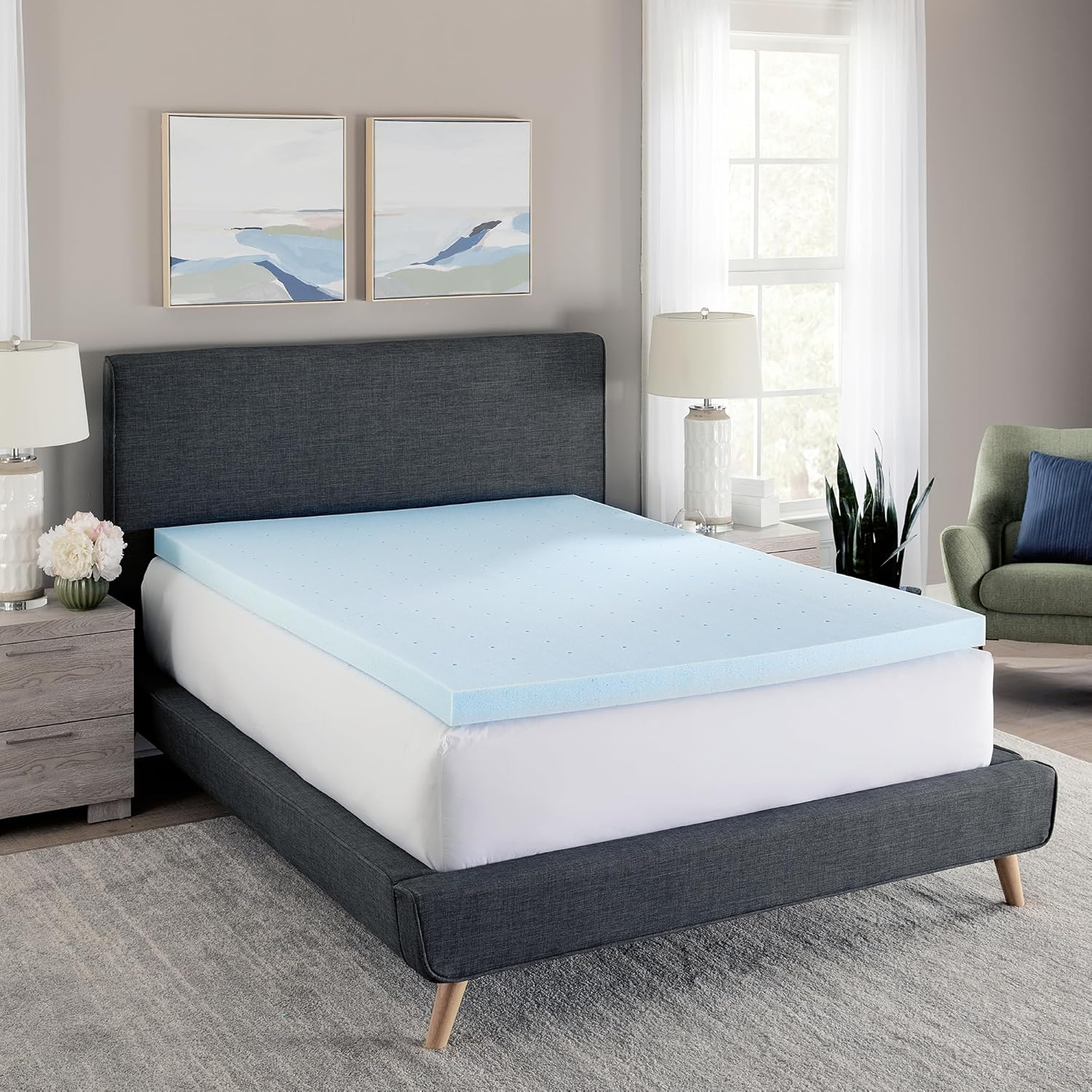 Amazon.com: Bodipedic Essentials 2 Inch Memory Foam Mattress Topper ... pertaining to 2 Inch Foam Mattress Pad