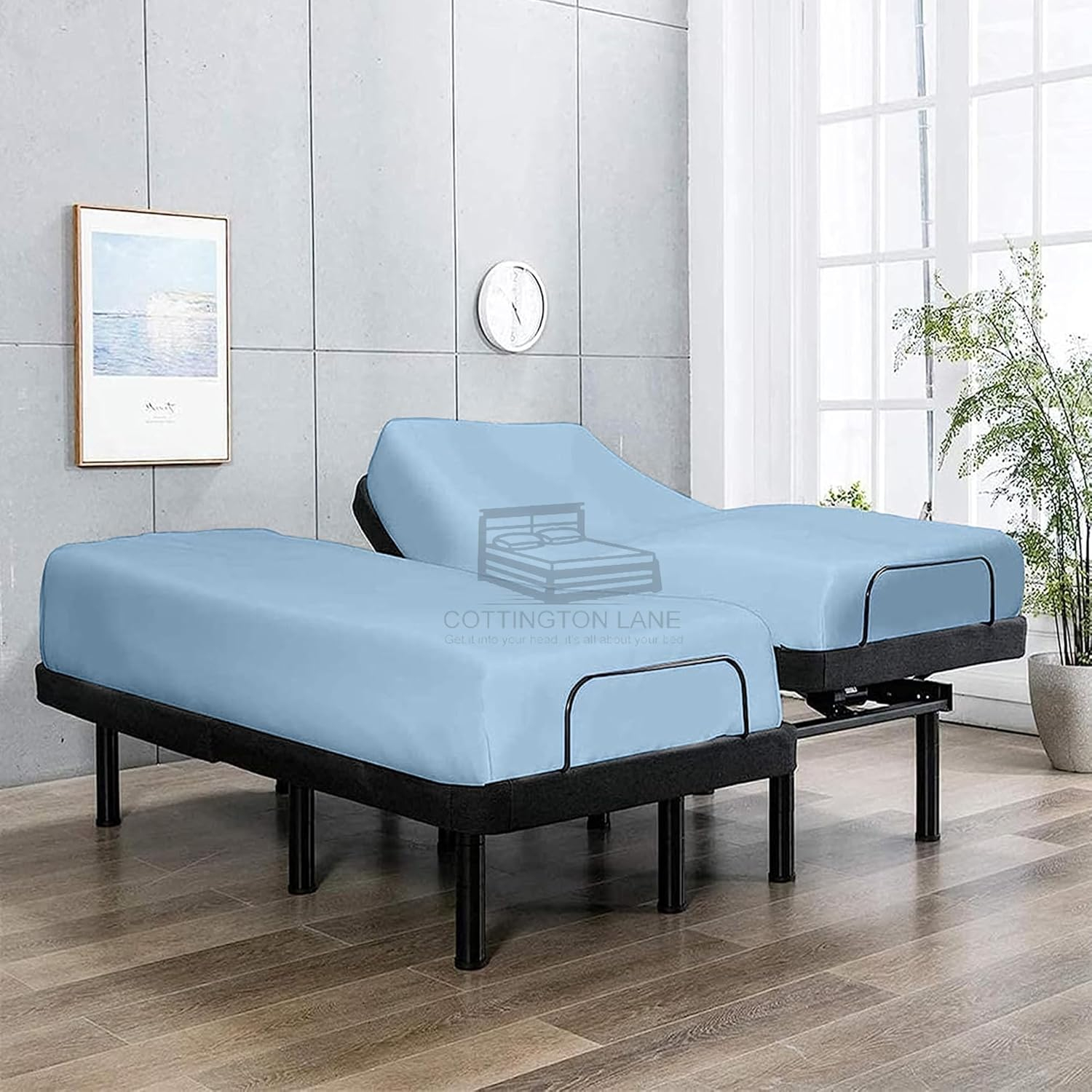 Amazon.com: Cottington Lane Split King Size Fitted Sheets Only, Hotel ... intended for The Essential Guide to Split King Sheet Dimensions