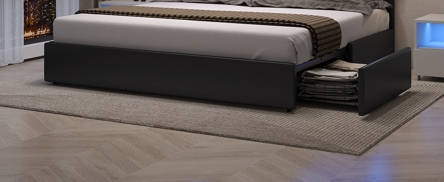 Amazon.com: Dictac California King Bed Frame With 4 Storage Drawers And ... pertaining to Cal King Bed With Storage