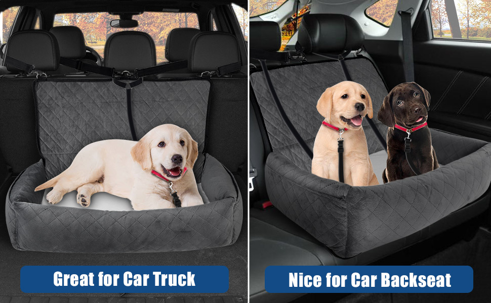 Amazon.com : Dog Car Seat Bed For Medium Large Dogs, Upgraded 2 Dog Car ... intended for Essential features to look for in car dog beds for long trips