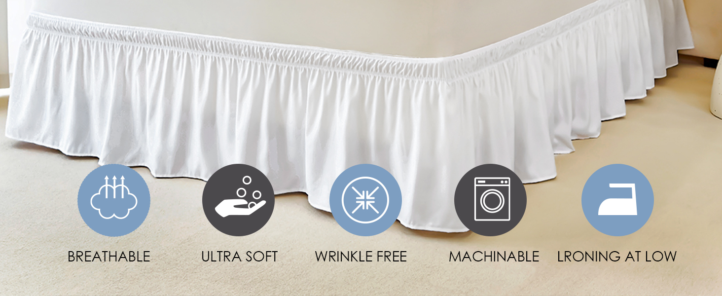 Amazon.com: Freshculture Queen Bed Skirt, Elastic Wrap Around Bed Skirt ... in Bed Skirt On Adjustable Bed