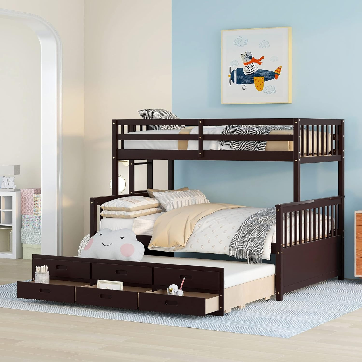 Amazon.com: Harper & Bright Designs Twin Over Full Bunk Bed With Twin ... regarding Understanding the Benefits of Twin Over Twin Trundle Beds for Small Spaces