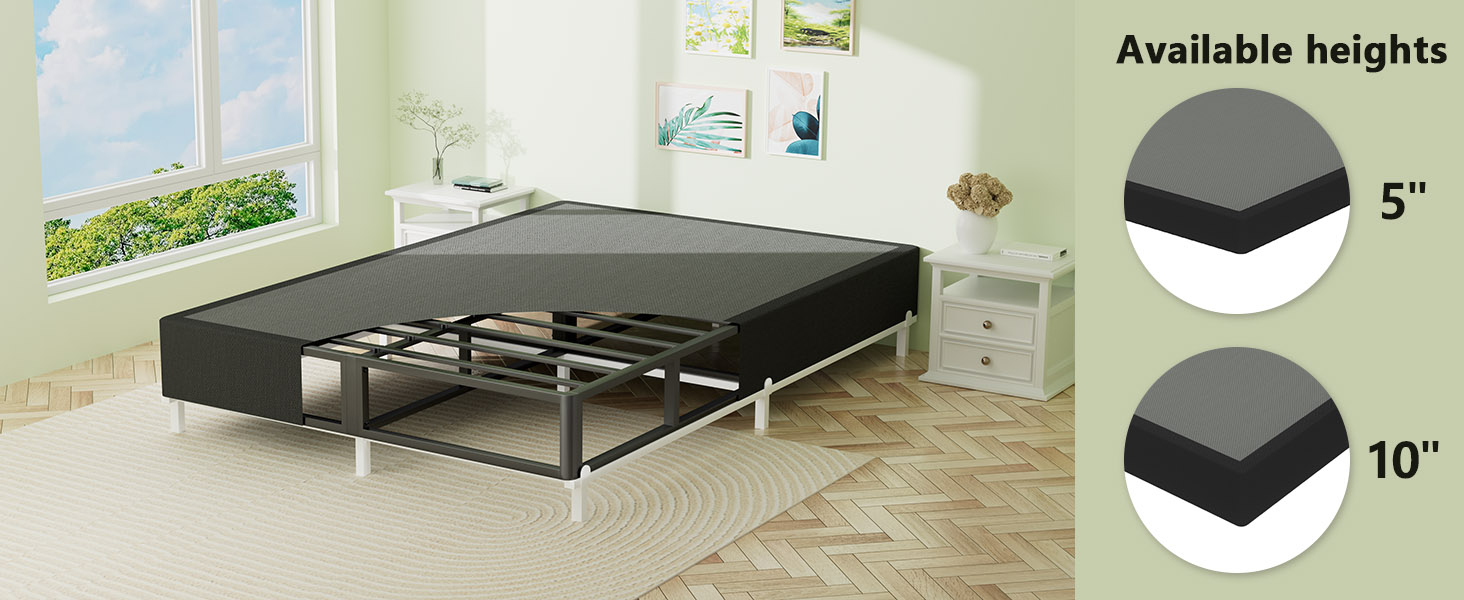 Amazon.com: King Box Spring, 5 Inch Box Spring For King Bed, Heavy Duty ... in Metal Bed Frame With Box Spring