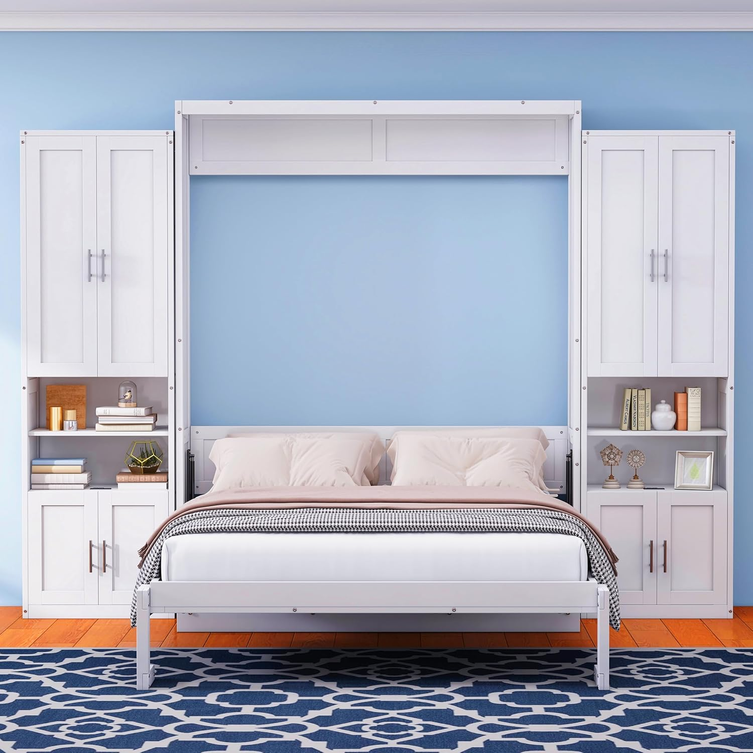 Amazon.com: Klmm Wooden Queen Size Murphy Bed 68-Inch Folding Wall Bed ... for Creating Versatile Living Areas with Queen Size Murphy Bed Desk Integration