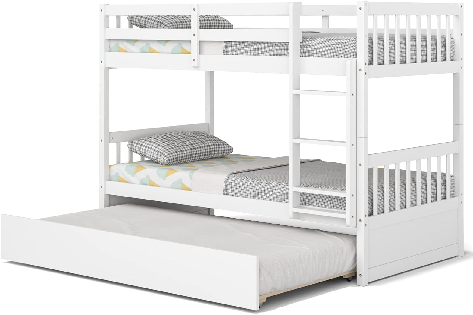 Amazon.com: Komfott Wood Twin Over Full Bunk Bed With Trundle, Bunk Bed ... within Twin Over Full With Trundle Bunk Bed