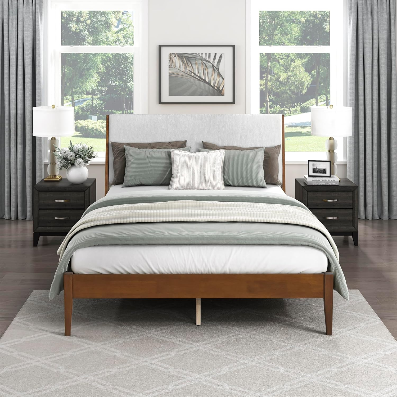 Amazon.com - Lexicon California King Bed Frame With Light Grey Chenille ... with regard to California King Bed Frame Wood