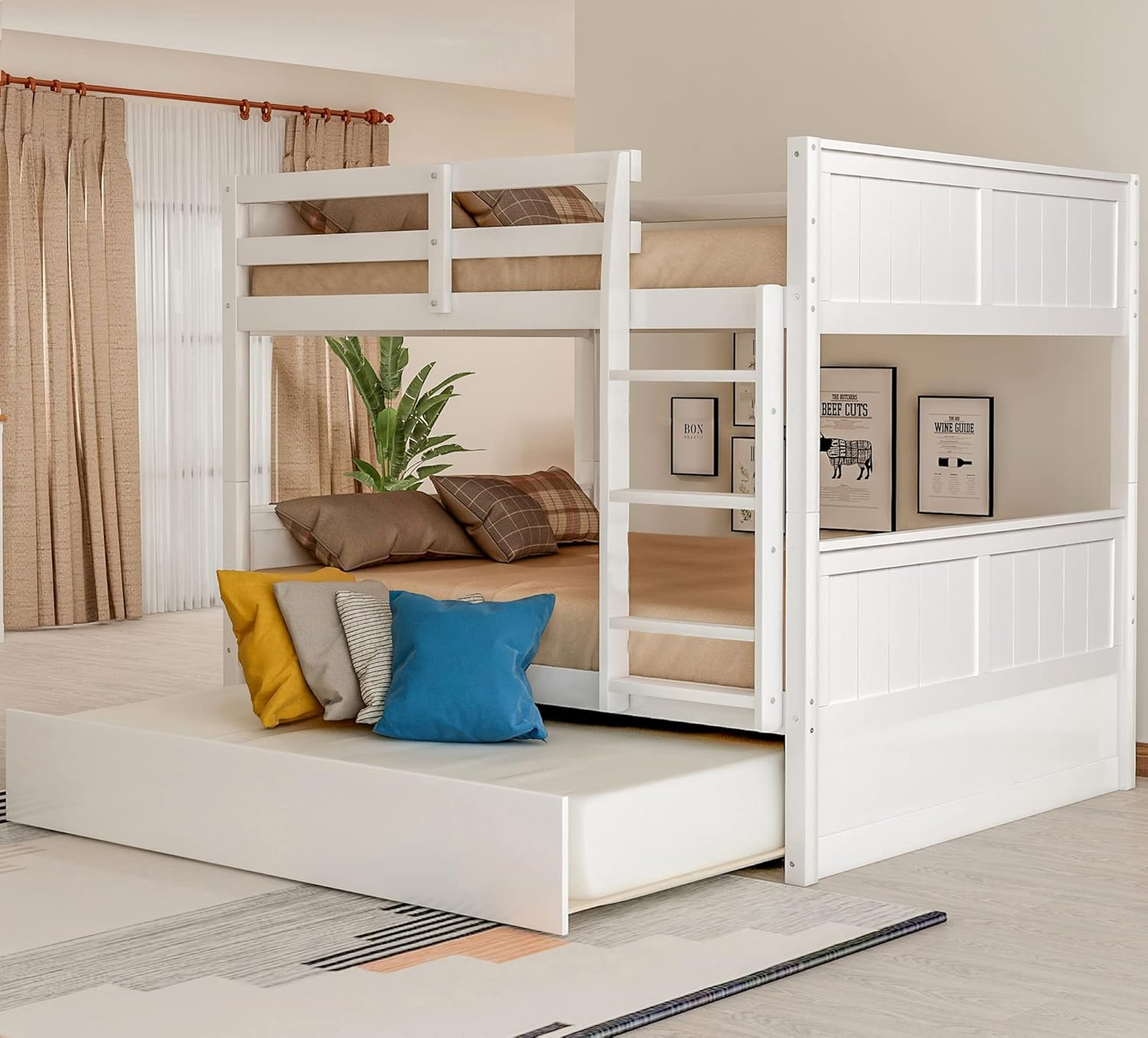 Amazon.com: Lumisol Full Over Full Bunk Bed With Twin Trundle ... within Transforming Your Bedroom Layout with Adjustable Bunk Bed and Trundle
