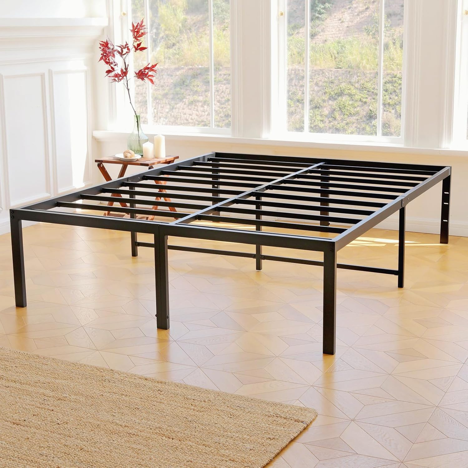 Amazon.com: Lusimo California King Bed Frame 18 Inch Tall Cal King Bed ... inside California King Metal Bed Frame