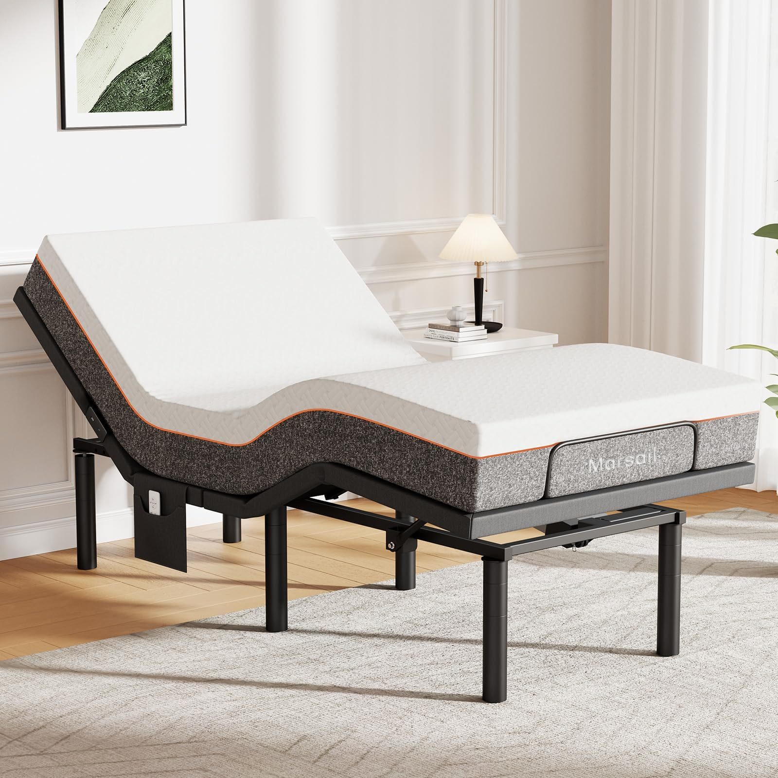 Amazon.com: Marsail Ms01 Twin Xl Adjustable Bed Frame + 10-Inch Gel ... throughout Adjustable Twin Xl Bed Frame