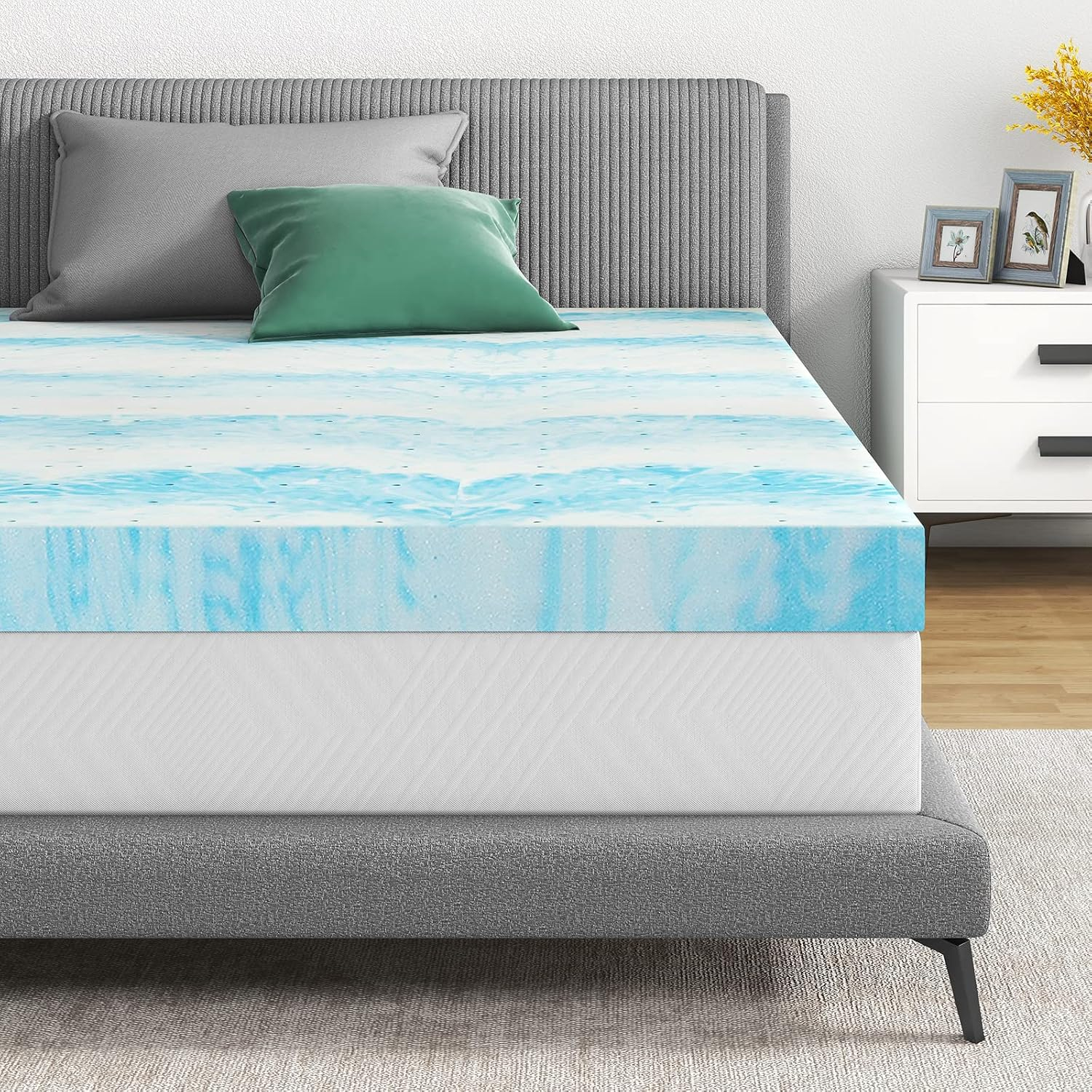 Amazon.com: Mattress Topper King, 4 Inch Gel Infused Memory Foam ... for 4 In Mattress Topper King