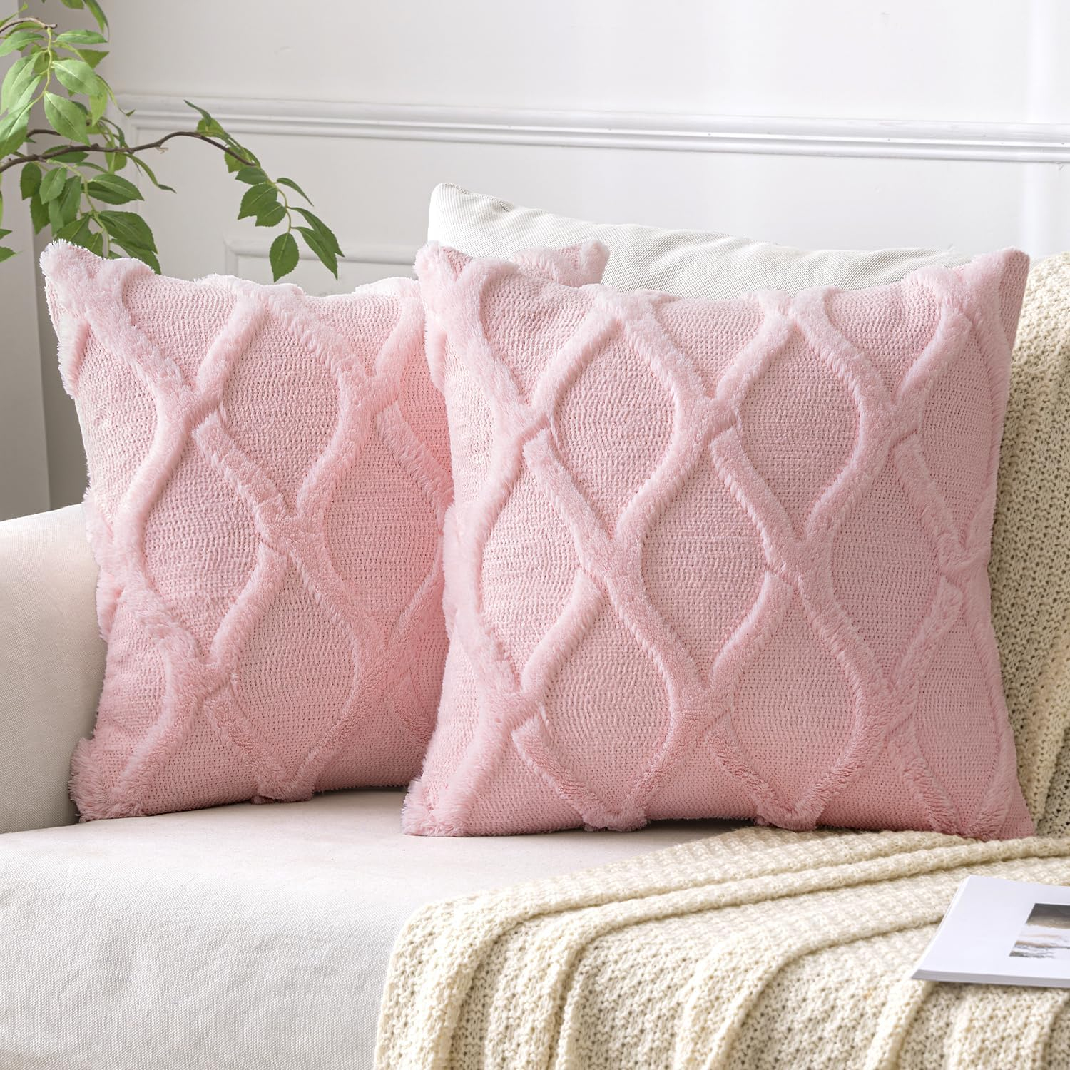 Amazon.com: Miulee Spring Decorative Throw Pillow Covers Light Pink ... in Pink Throw Pillows For Bed