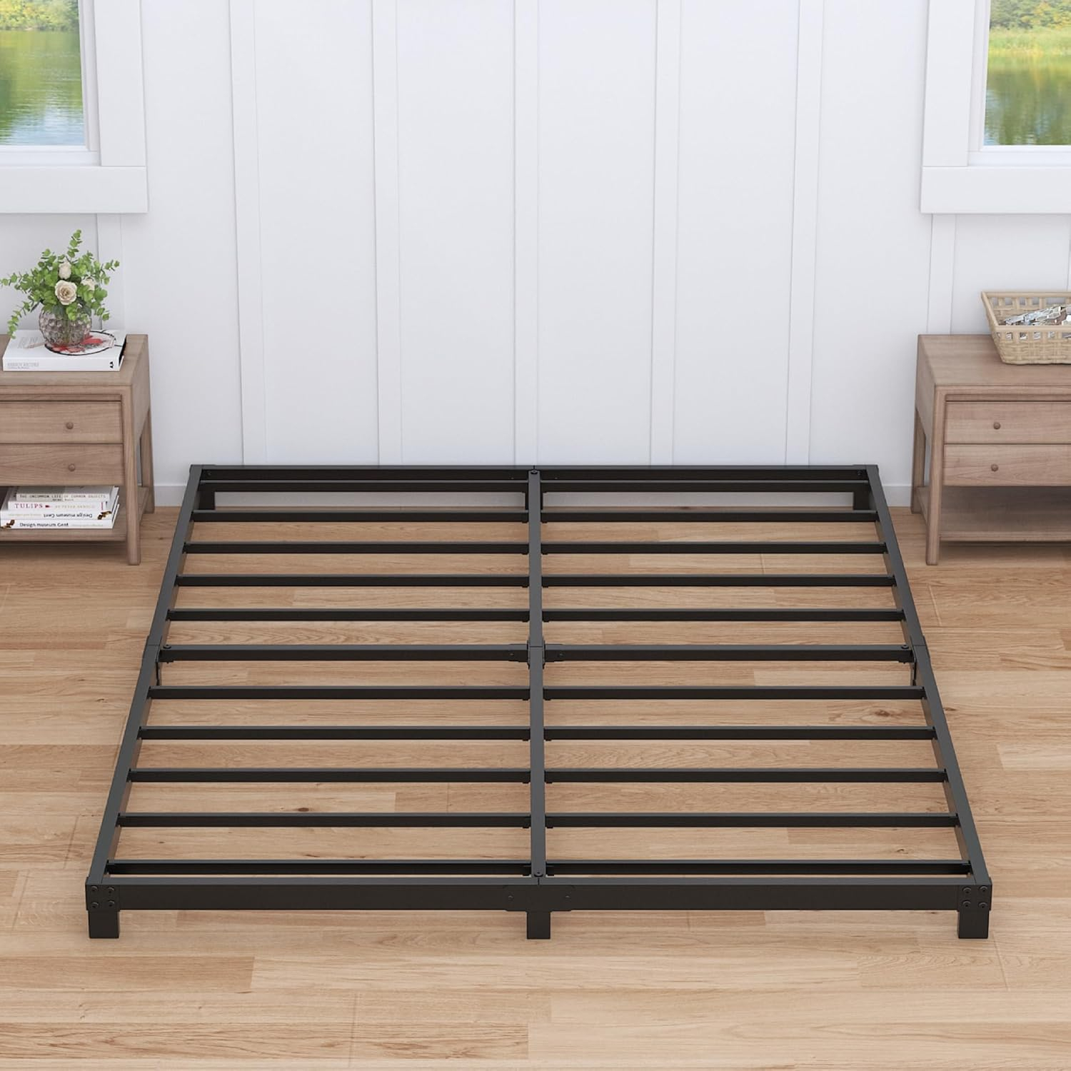 Amazon.com: Nailsong 4 Inch Cal King Bed Frame Low Profile, California ... pertaining to Expert insights on maintaining and caring for metal california king bed frames