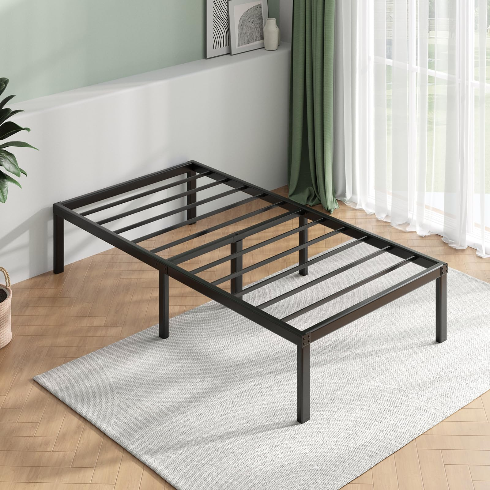 Amazon.com: Noillats Twin Size Bed Frame, Heavy Duty Metal Platform Bed ... in Steel twin size bed frame assembly guide for DIY enthusiasts and first-time builders