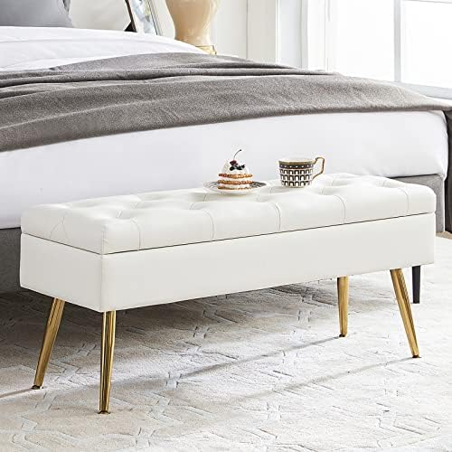 Amazon.com: Rucuken Storage Bench For Bedroom End Of Bed Bench Foot Of ... with regard to How narrow bench for foot of bed can transform your bedroom organization