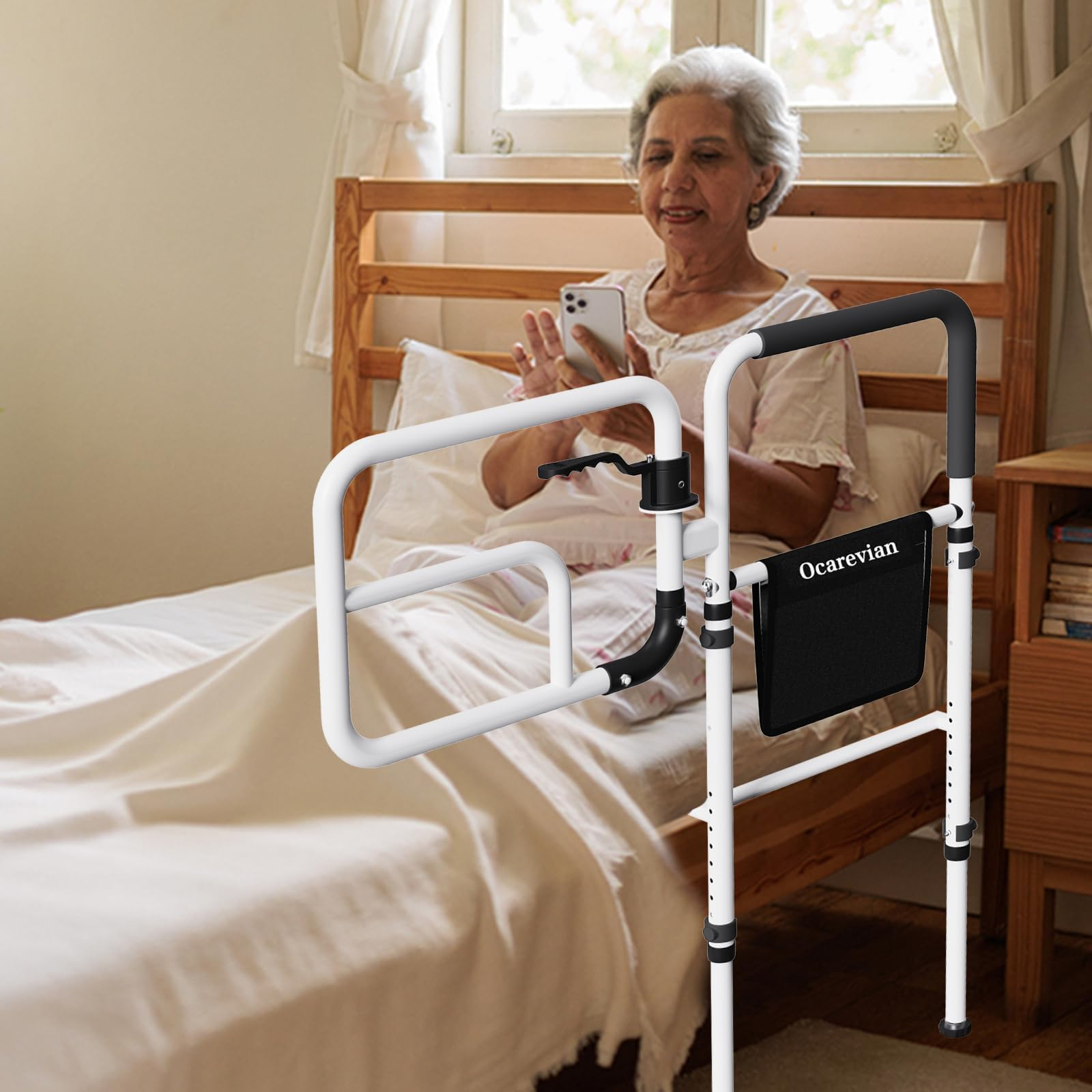 Amazon.com: Sangohe Bed Rail For Elderly, Extra Large Heavy Duty Bed ... within Safety Bed Rails For Seniors