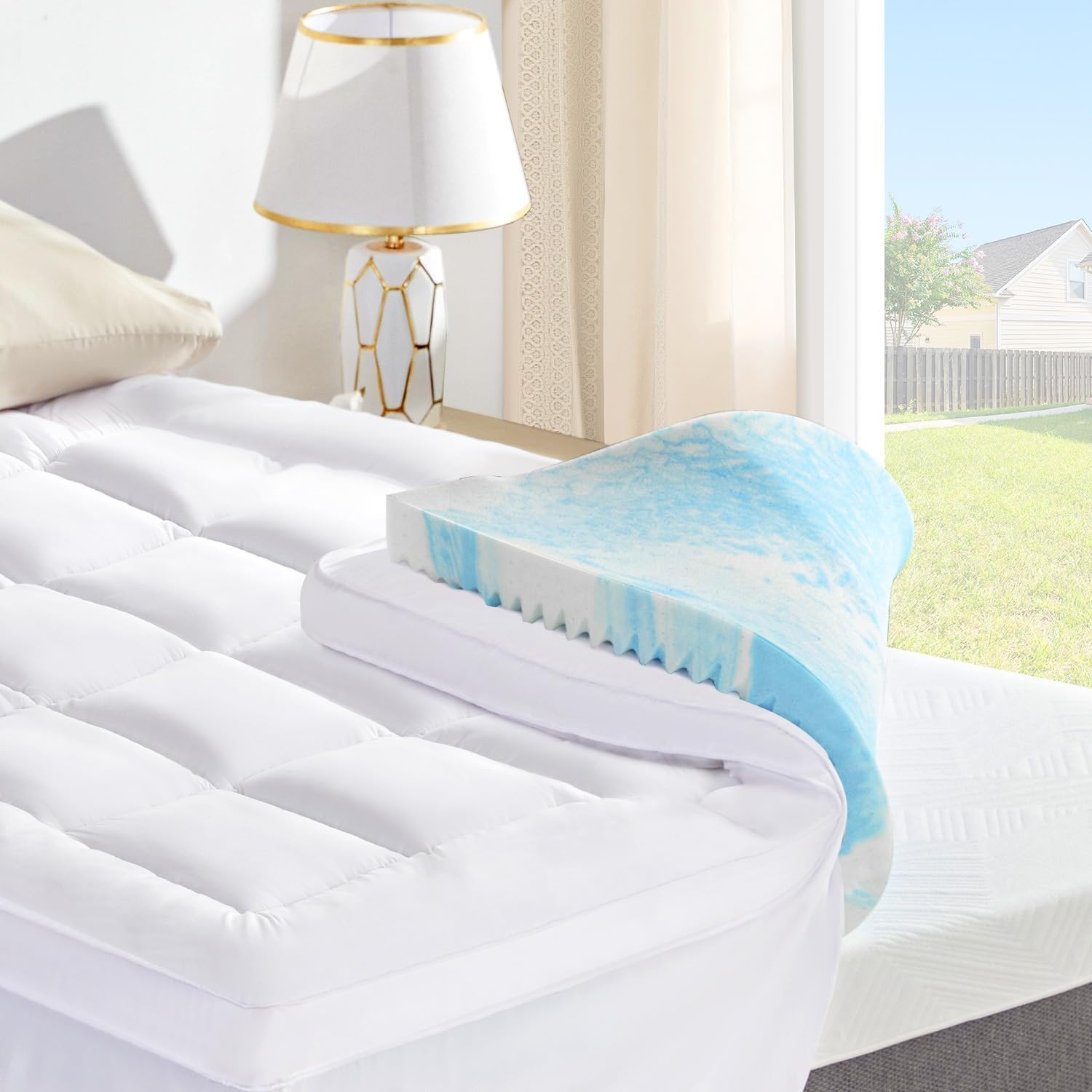 Amazon.com: Sinweek Dual Layer 4 Inch Memory Foam Mattress Topper ... intended for 4 Inch Memory Foam Mattress Cover